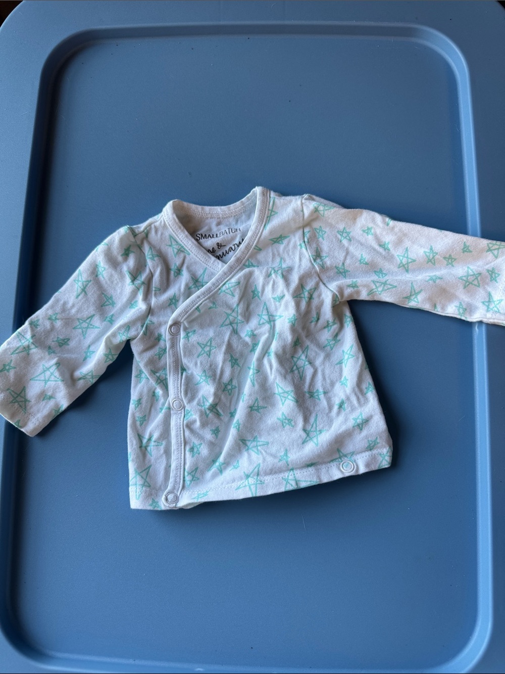 Baby Star-Print Wrap Long-Sleeve Top - Mint on White